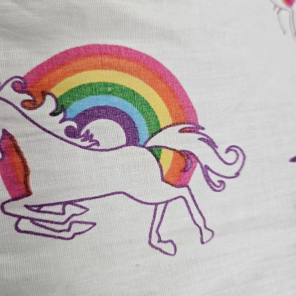 Vintage Unicorn Rainbow Bandana 100% Cotton USA Made 1980's Scarf Handkerchief